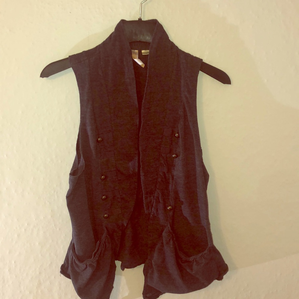 Dark Gray Faux Buttoned Vest